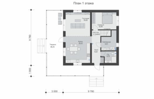 Двухэтажный с подвалом, террасой, кухней-гостиной и четыремя спальнями